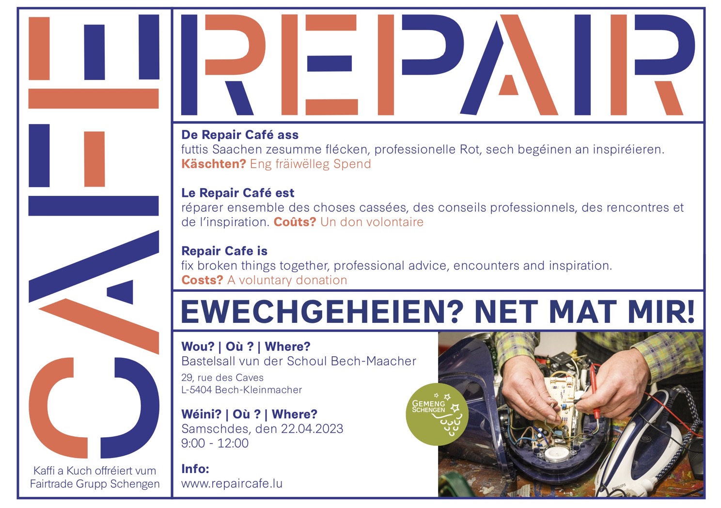 CELL (Centre for Ecological Learning Luxembourg), Repair Cafe Lëtzebuerg