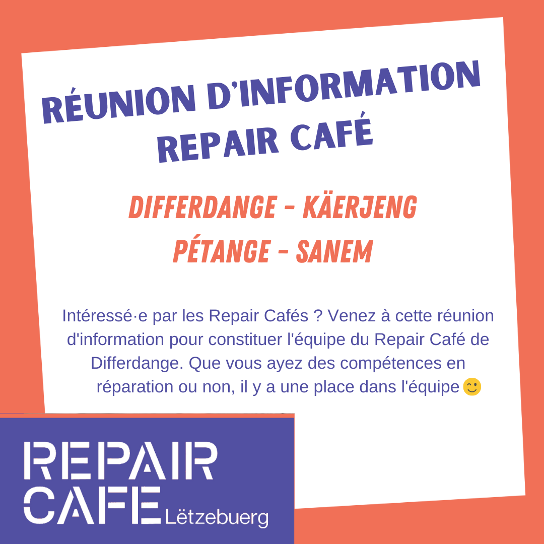Journée d’infomation Repair Café @ Differdange – Käerjeng – Pétange – Sanem